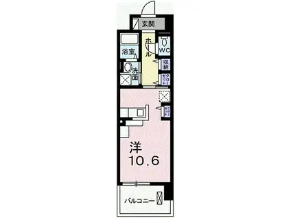 ポーシェガーデンⅡ(ワンルーム/2階)の間取り写真