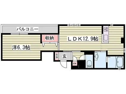 シャーメゾン坂田町(1LDK/4階)の間取り写真