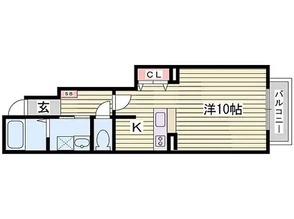 マルベリー A棟(1K/1階)の間取り写真