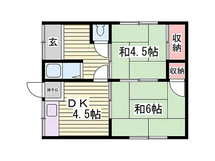 JR山陽本線 英賀保駅 徒歩14分 1階建 築49年(2DK)の間取り写真