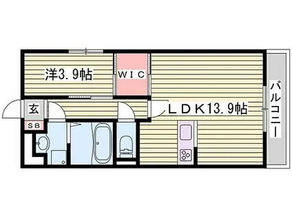山陽電鉄本線 山陽姫路駅 徒歩4分 5階建 築4年(1LDK/1階)の間取り写真