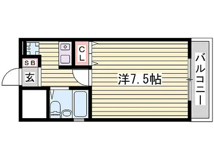 ベルトピア姫路I(1K/2階)の間取り写真