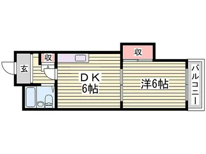 土山中村コーポI(1DK/1階)の間取り写真