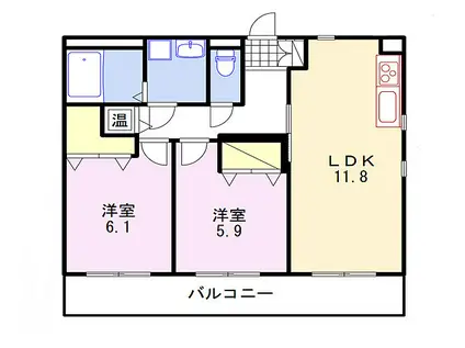 BRAIN福崎(2LDK/1階)の間取り写真