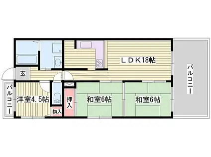 プレステージ姫路(3LDK/2階)の間取り写真