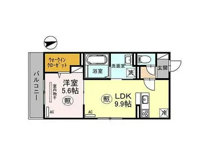 HABITATION神戸(1LDK/2階)の間取り写真