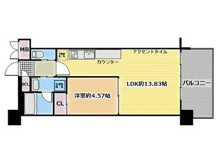 プレジオ今福鶴見(1LDK/2階)の間取り写真