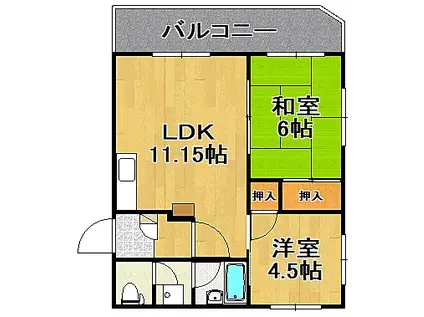 KIKUJU2(2LDK/2階)の間取り写真