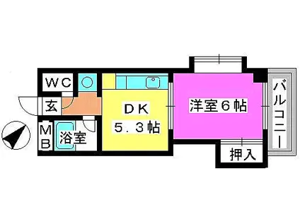 青柳21(1DK/2階)の間取り写真