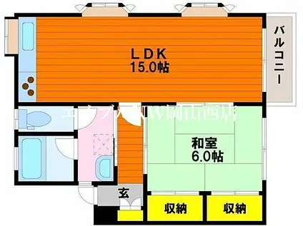 シティパレス西崎(1LDK/1階)の間取り写真