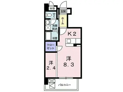 レジデンス Y&K(ワンルーム/3階)の間取り写真