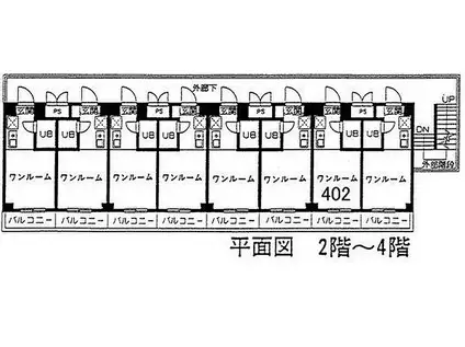 ウェルストーンIII(1K/3階)の間取り写真