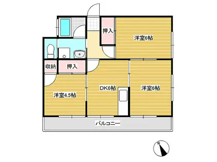 堀川マンション(3DK/3階)の間取り写真