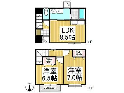 しなの鉄道 西上田駅 徒歩30分 2階建 築22年(2LDK)の間取り写真