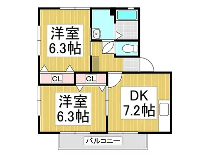 メゾンシャルマン(2DK/1階)の間取り写真
