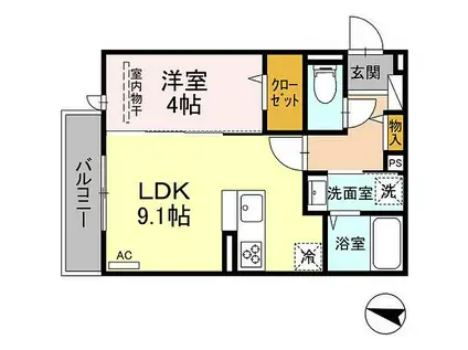 リライズ東雲(1LDK/1階)の間取り写真