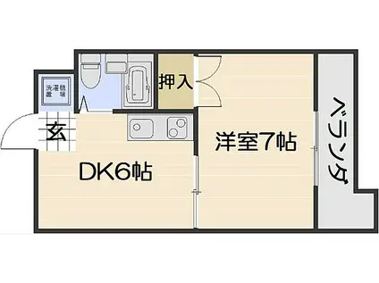 エクセルコート太田川(1DK/3階)の間取り写真