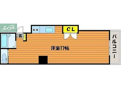岡山電気軌道清輝橋線 東中央町駅 徒歩5分 4階建 築36年(ワンルーム/4階)の間取り写真