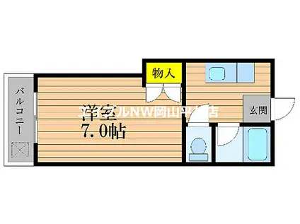 JR宇野線 宇野駅 徒歩14分 3階建 築27年(1K/1階)の間取り写真