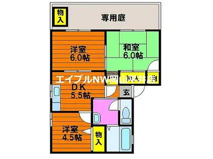 岡山電気軌道東山本線 東山・おかでんミュージアム駅駅 徒歩41分 2階建 築28年(3DK/1階)の間取り写真