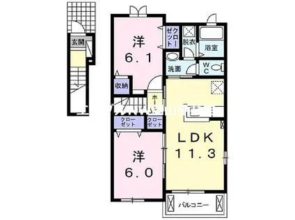 JR宇野線 常山駅 徒歩48分 2階建 築10年(2LDK/2階)の間取り写真