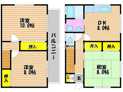 JR山陽本線 北長瀬駅 徒歩17分 1階建 築32年(3DK)の間取り写真