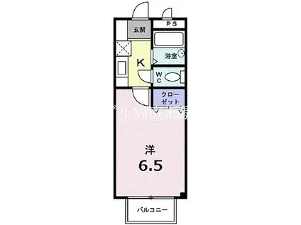 ファミールC(1K/2階)の間取り写真