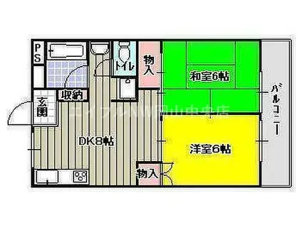 西川コーポ(2DK/9階)の間取り写真