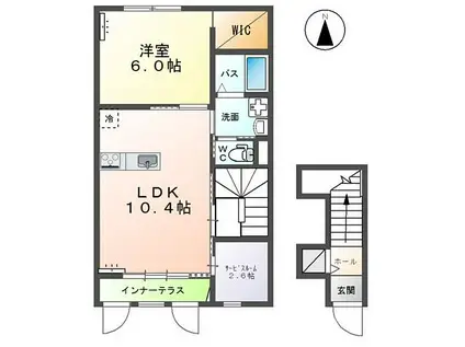 CLEVERIE I(1LDK/2階)の間取り写真