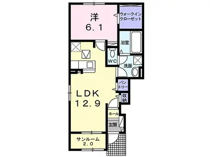 JR小海線 小諸駅 徒歩21分 2階建 築2年(1LDK/1階)の間取り写真