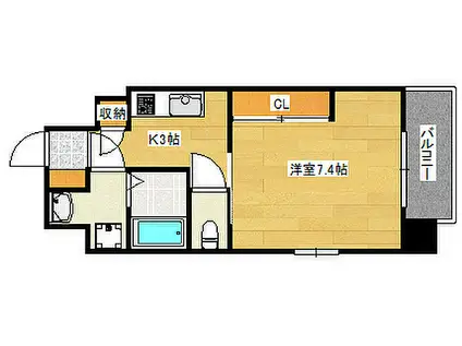 大州2丁目マンション(1K/4階)の間取り写真