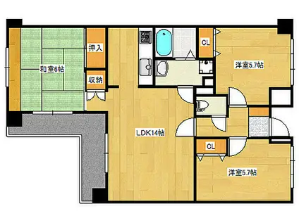 ドルチェ庚午(3LDK/4階)の間取り写真