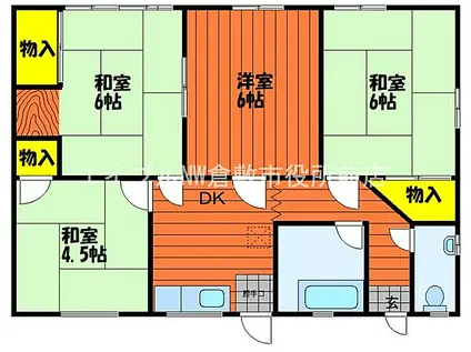 JR山陽本線 倉敷駅 徒歩36分 1階建 築53年(4DK)の間取り写真
