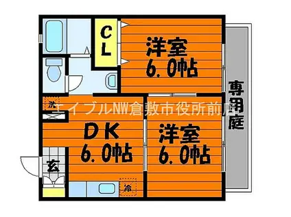 ラフィーネTMC棟(2DK/1階)の間取り写真