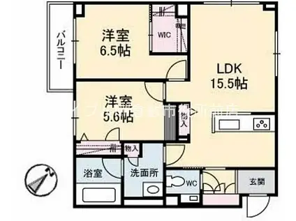 水島臨海鉄道 浦田駅(岡山) 徒歩18分 3階建 築3年(2LDK/2階)の間取り写真