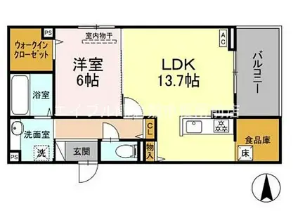 D-ROOM東富井(1LDK/3階)の間取り写真