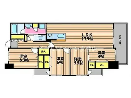 水島臨海鉄道 球場前駅(岡山) 徒歩25分 7階建 築12年(4LDK/3階)の間取り写真