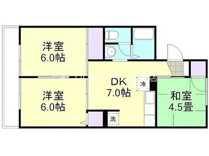 JR山陽本線 倉敷駅 徒歩15分 2階建 築29年(3DK/1階)の間取り写真