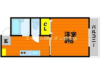 JR山陽本線 倉敷駅 徒歩36分 2階建 築37年(1K/1階)の間取り写真
