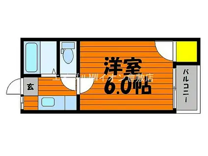 JR吉備線 総社駅 徒歩24分 2階建 築31年(1K/2階)の間取り写真