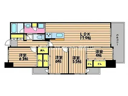 水島臨海鉄道 球場前駅(岡山) 徒歩25分 7階建 築12年(4LDK/6階)の間取り写真