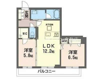 JR吉備線 東総社駅 徒歩22分 3階建 築1年(2LDK/1階)の間取り写真