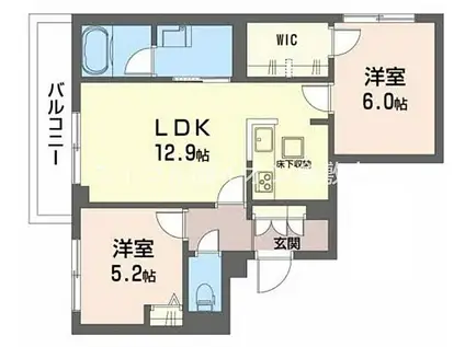JR吉備線 東総社駅 徒歩22分 3階建 築1年(2LDK/1階)の間取り写真