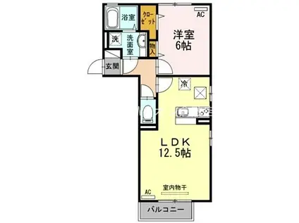 水島臨海鉄道 球場前駅(岡山) 徒歩15分 2階建 築10年(1LDK/1階)の間取り写真