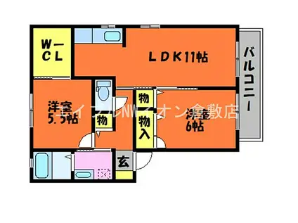 井原鉄道 矢掛駅 徒歩29分 2階建 築21年(2LDK/2階)の間取り写真