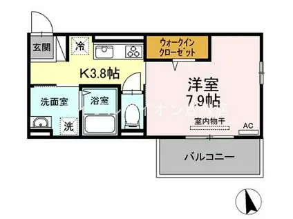 JR山陽本線 倉敷駅 徒歩10分 3階建 築4年(1K/3階)の間取り写真