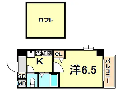 神戸市西神・山手線 大倉山駅(兵庫) 徒歩7分 13階建 築19年(1K/9階)の間取り写真
