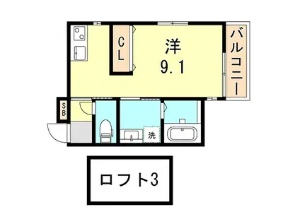 神戸市西神・山手線 上沢駅 徒歩9分 2階建 築4年(ワンルーム/1階)の間取り写真