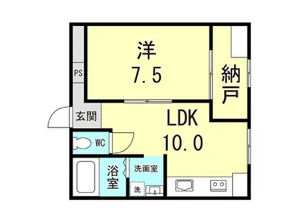 神鉄有馬線 鵯越駅 徒歩7分 5階建 築43年(1LDK/3階)の間取り写真