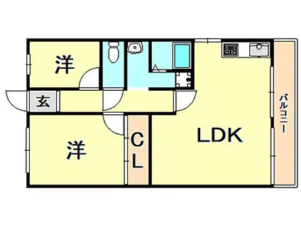 神鉄有馬線 長田駅(神戸電鉄) 徒歩5分 4階建 築51年(2LDK/1階)の間取り写真